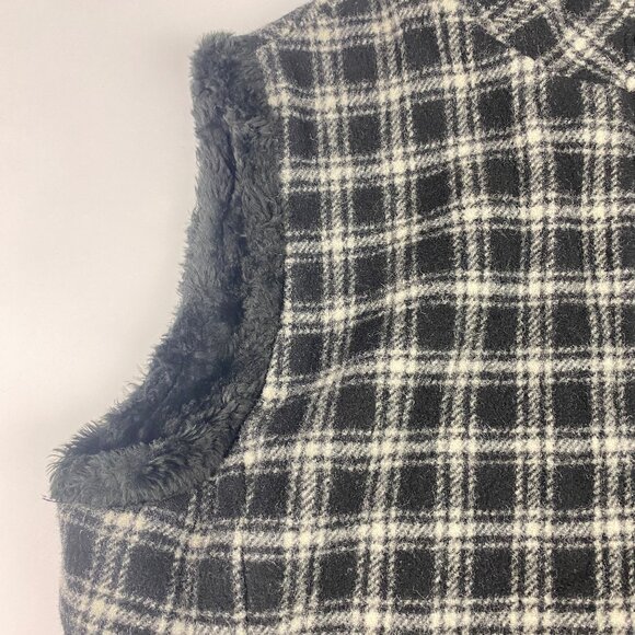 Woolrich Vest Women's Size Medium Wool Blend Faux Fur Plaid - Picture 6 of 14